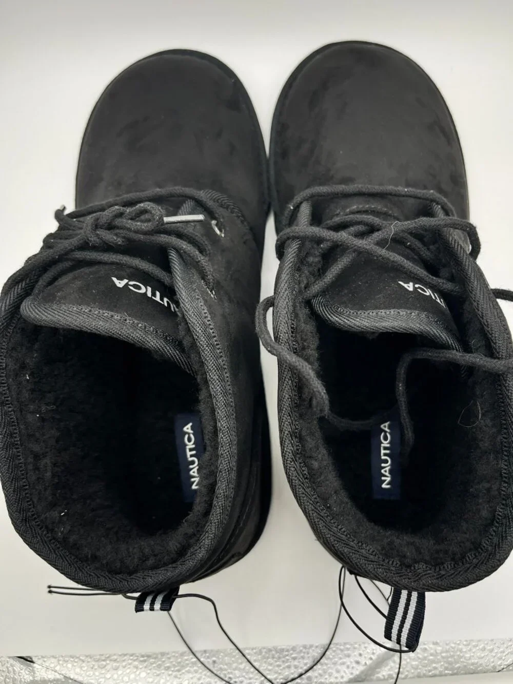 Nautica Men’s Dulverton Lace Slipper Bootie Black Suede Faux Fur Lined Sz 11 NIB